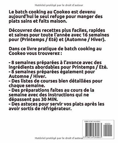 Je batch cook au Cookeo: Recettes express en moins de 30 min Pour toute l’année