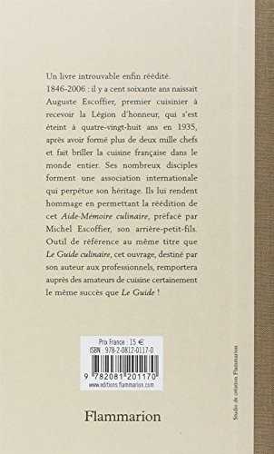 L'Aide-mémoire culinaire: suivi de Étude sur les vins français et étrangers à l'usage des cuisiniers, matîtres d'hôtel et garçons de restaurant