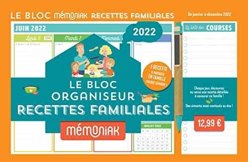 Le Bloc organiseur Mémoniak Recettes familiales 2022