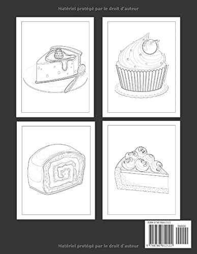 Livre De Coloriage Desserts Pour Enfants: 50 Dessin de dessert avec des biscuits, petits gâteaux, chocolats, fruits et crème