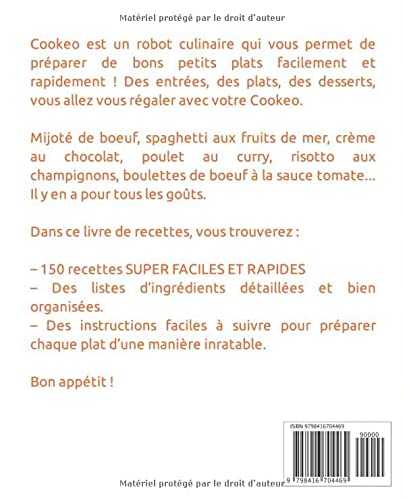 Livre de Cookeo: 150 Recettes rapides, faciles et courtes