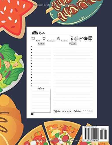Mes recettes cahier de recettes à remplir: carnet de recettes. Livre de recettes vierge à écrire les recettes et repas préférés. 100 recettes ( format 21,6 x 27,9 cm / 8,5 x 11 pouces -A4 )
