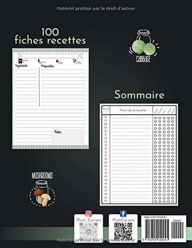 Mes Recettes Healthy - Carnet de Recettes à Remplir - Livre de Recettes à compléter soi-même - Cahier de 100 Fiches-Recettes - 105 pages - Format A4