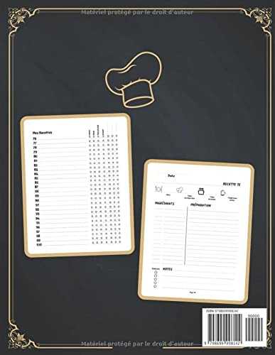 Mes Recettes Mon Cahier de Recettes: Mon Carnet pour 100 recettes à compléter - Un carnet de recettes à remplir - Livre de Cuisine Personnalisable avec vos recettes de famille.