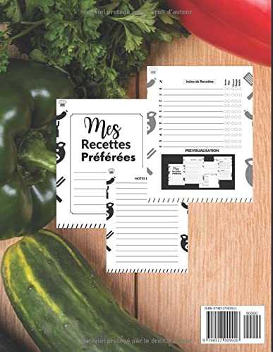 Mes Recettes qui déchire: Mon Cahier de recettes: Carnet de de cuisine à remplir : deux (2) pages par recettes avec un grand espace disponible pour rédiger vos recettes et photo