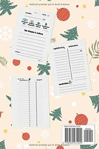 Mes Recettes savoureuse de Noël: mon cahier de recette à remplir, idée de cadeaux,103 page,livre de cuisine,canet de recette