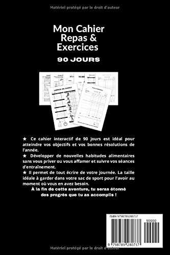 Mon Cahier Repas & Exercices 90 jours: Bonnes résolutions de l’année 2022 - Un agenda minceur et de remise en forme de 90 jours conçu pour atteindre vos objectifs