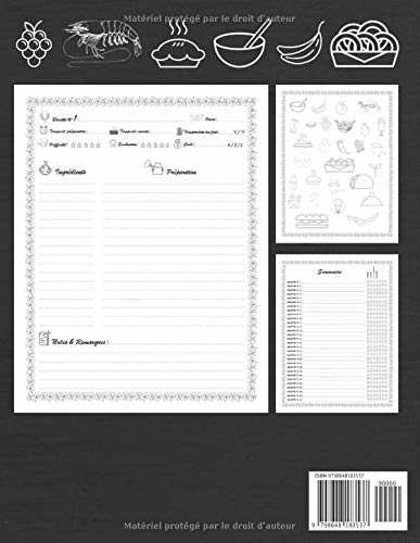 Mon Carnet de Recettes: 100 recettes à remplir, Cahier de cuisine personnalisable format A4, 110 pages, à Compléter et à Personnaliser pour écrire et ... idéal pour celles ou ceux que vous aimez.