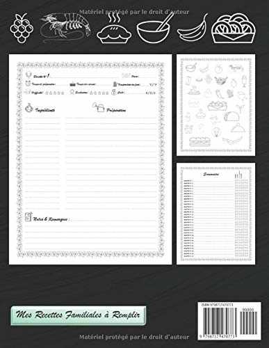 Mon Carnet de Recettes: 200 recettes à remplir, 214 pages avec index à Compléter et à Personnaliser, ancien cahier orientale, repertoire tropicale ... artemis de base de la cuisine française rose