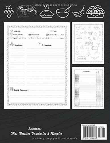 Mon Carnet de Recettes: 200 recettes à remplir, Cahier de cuisine personnalisable format A4, 214 pages, à Compléter et à Personnaliser pour écrire et ... idéal pour celles ou ceux que vous aimez.