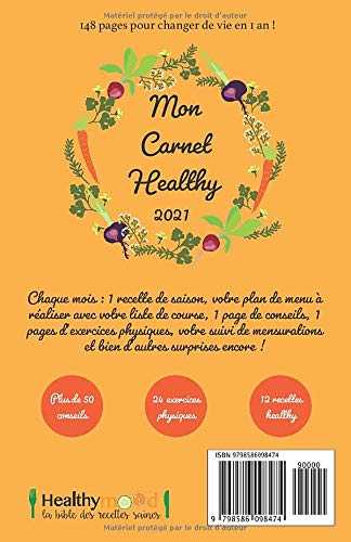 Mon carnet healthy 2021: 1 an pour changer de vie (version couleurs)