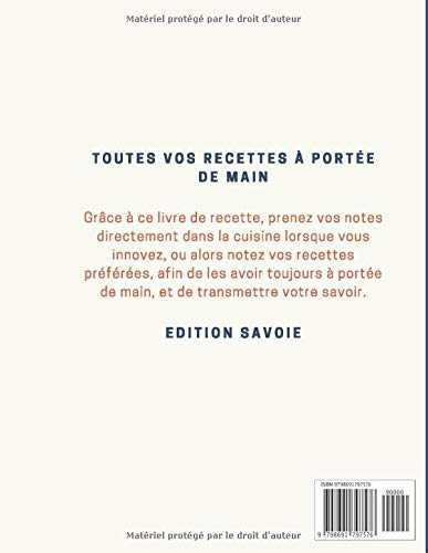 Mon livre de recettes savoyardes | 100 fiches à remplir soi-même