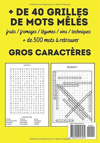 Mots mêlés Spécial Cuisine: Livre de mots mêlés pour les passionnés de cuisine : plats, recettes, fruits, légumes, vins, fromages, techniques, ... |Cadeau original pour Noel un anniversaire